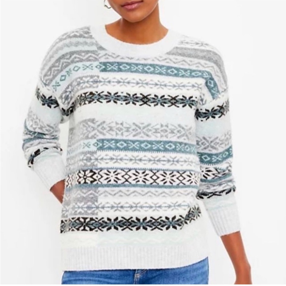 LOFT PATCHWORK FAIR ISLE
SWEATER SIZE XL